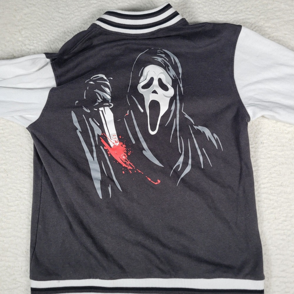 Ghostface Scream Varsity Jacket Mens Small Grey White 96 Graphic Slasher Horror